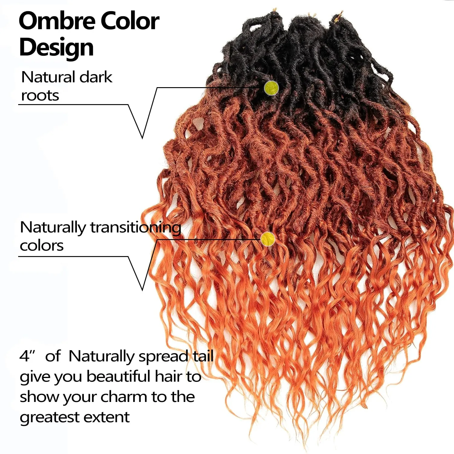 SuyiIRL Faux Locs Crochet Hair For Women Soft Locs 18 Inch Goddess Crochet Hair Curly Ends Dreadlocks Boho Style Synthetic Braiding Hair Extensions