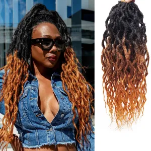 SuyiIRL Faux Locs Crochet Hair For Women Soft Locs 18 Inch Goddess Crochet Hair Curly Ends Dreadlocks Boho Style Synthetic Braiding Hair Extensions