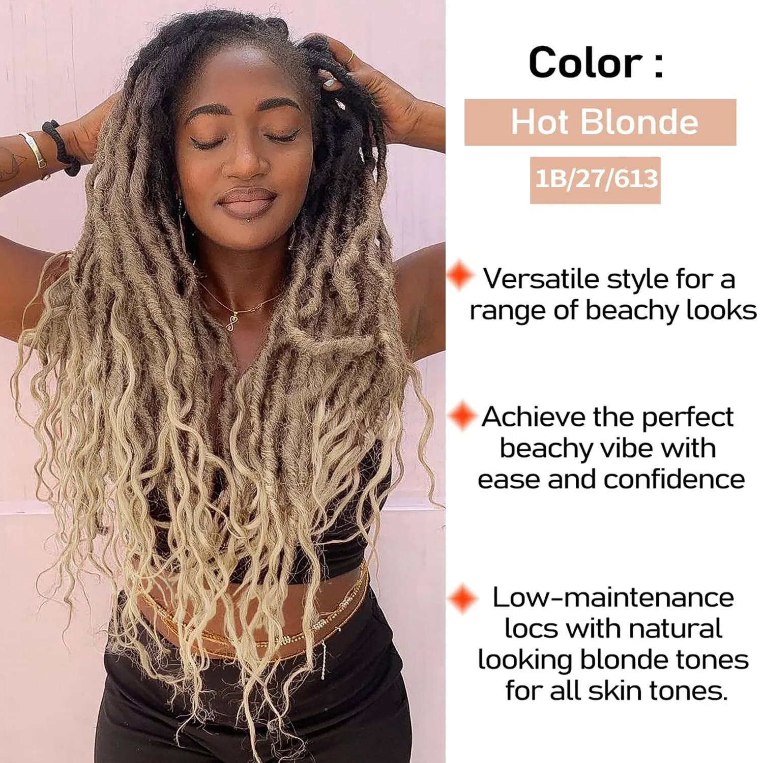 SuyiIRL Ombre Faux Locs Crochet Hair For Black Women Soft Locs 24 Inch Goddess Crochet Hair Curly Ends Dreadlocks Boho Style Synthetic Braiding Hair Extensions (6 Packs 72 Strands,1b/27/613)