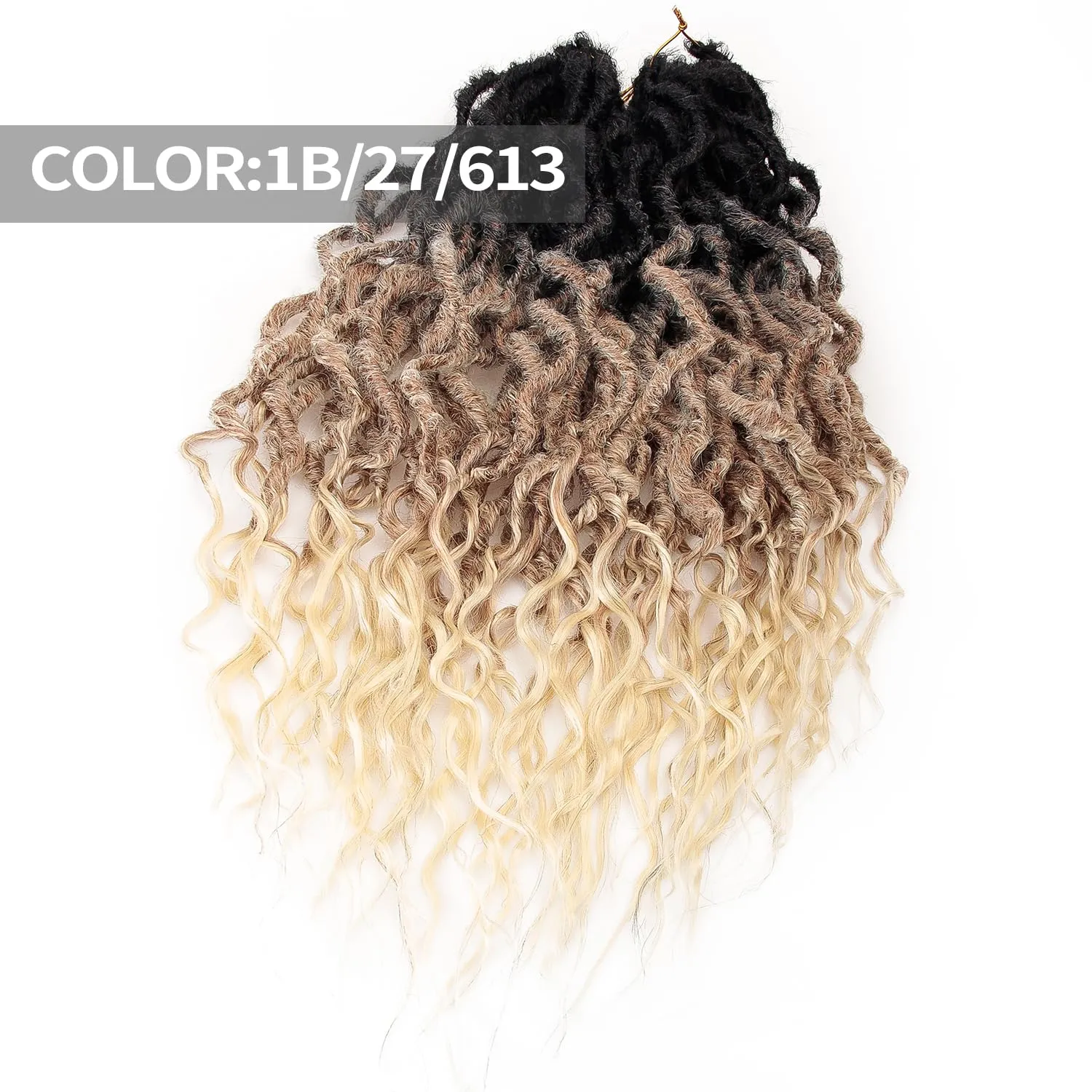 SuyiIRL Ombre Faux Locs Crochet Hair For Black Women Soft Locs 24 Inch Goddess Crochet Hair Curly Ends Dreadlocks Boho Style Synthetic Braiding Hair Extensions (6 Packs 72 Strands,1b/27/613)