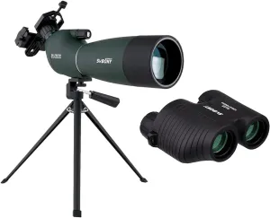 SVBONY SV28 Spotting Scopes Bundle with SVBONY SV10 8x25 Binoculars