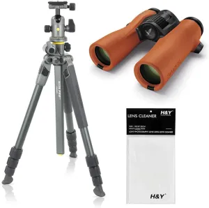 Swarovski Optik 10x32 NL Pure Waterproof Roof Prism Binoculars, Burnt Orange, Bundle with ALTA PRO 2  264AB 4-Section Aluminum Tripod