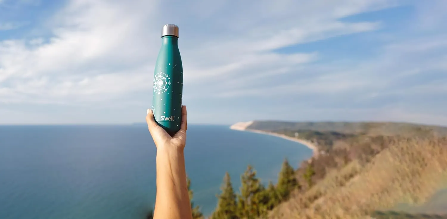S'well Stainless Steel Water Bottle 17 ounces Celestial Green Triple Layered Vacuum Insulated Containers Keeps Drinks Cold for 36 Hours and Hot for 18 Perfect for On the Go