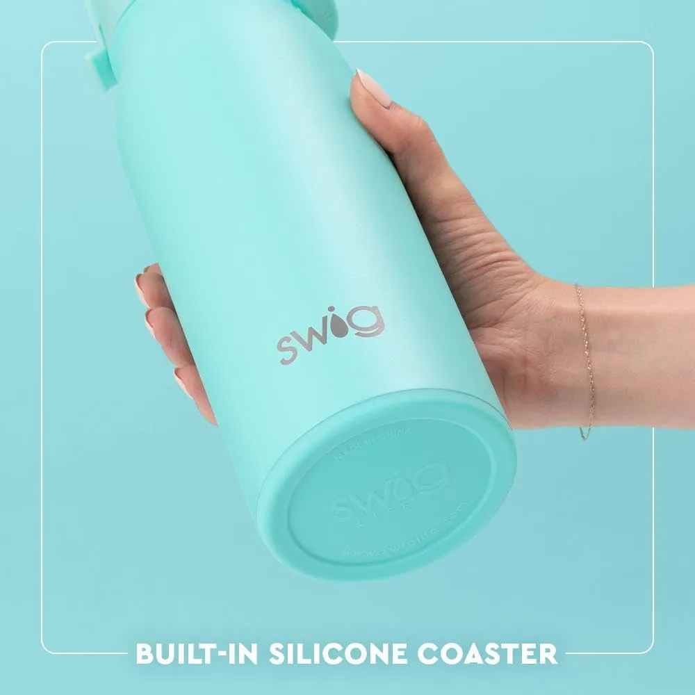 Swig Life 36oz Insulated Water Bottle, Travel Water Bottle with Straw and Lid, Cup Holder Friendly, Stainless Steel (Bella Rosa)