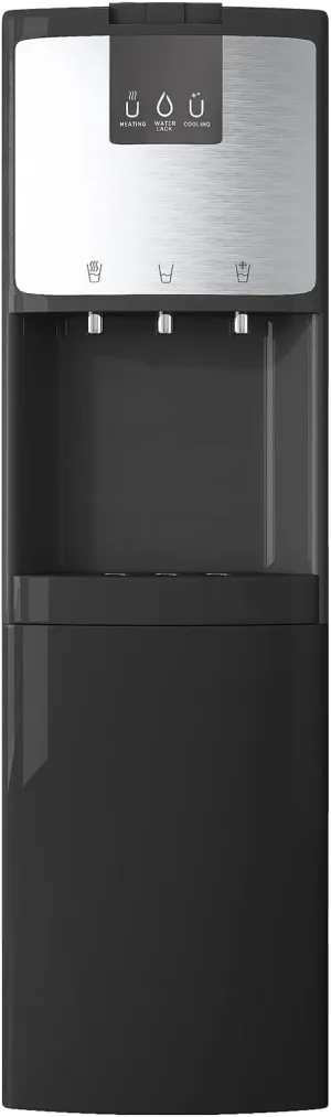 TABU Self-Cleaning Bottom Loading Water Cooler of 3 Temperature Settings - Hot, Cold, Room Water,Anti-Scalding Water Dispenser with Child Safety Lock,for 3 or 5 Gallon Bottle (Stainless Steel)