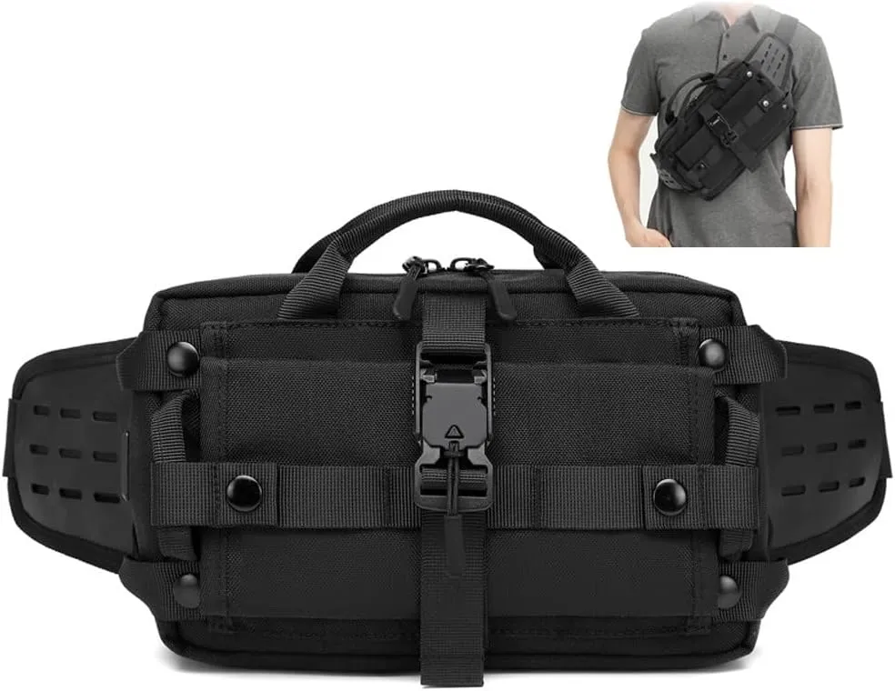 Tactical Men Waist Bag Outdoor Sports Chest Pack Waterproof Shoulder Belt Bag E.DC Crossbody Bags for Hunting Camping Hiking