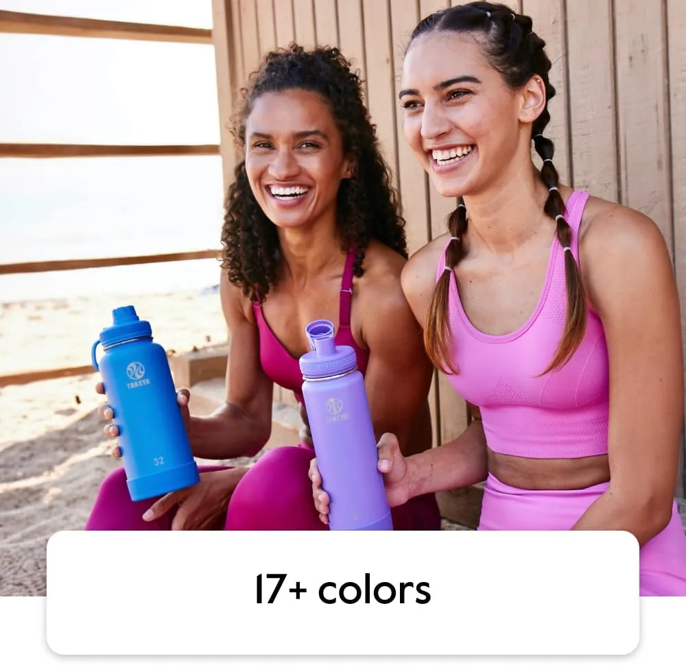 Takeya Actives Water Bottle with Straw Lid - Durable & Easy-Care Water Bottle with Stainless Steel Insulation - BPA-Free Lid with Carry Handle & Straw - Dishwasher-Safe - 24 oz, Blush