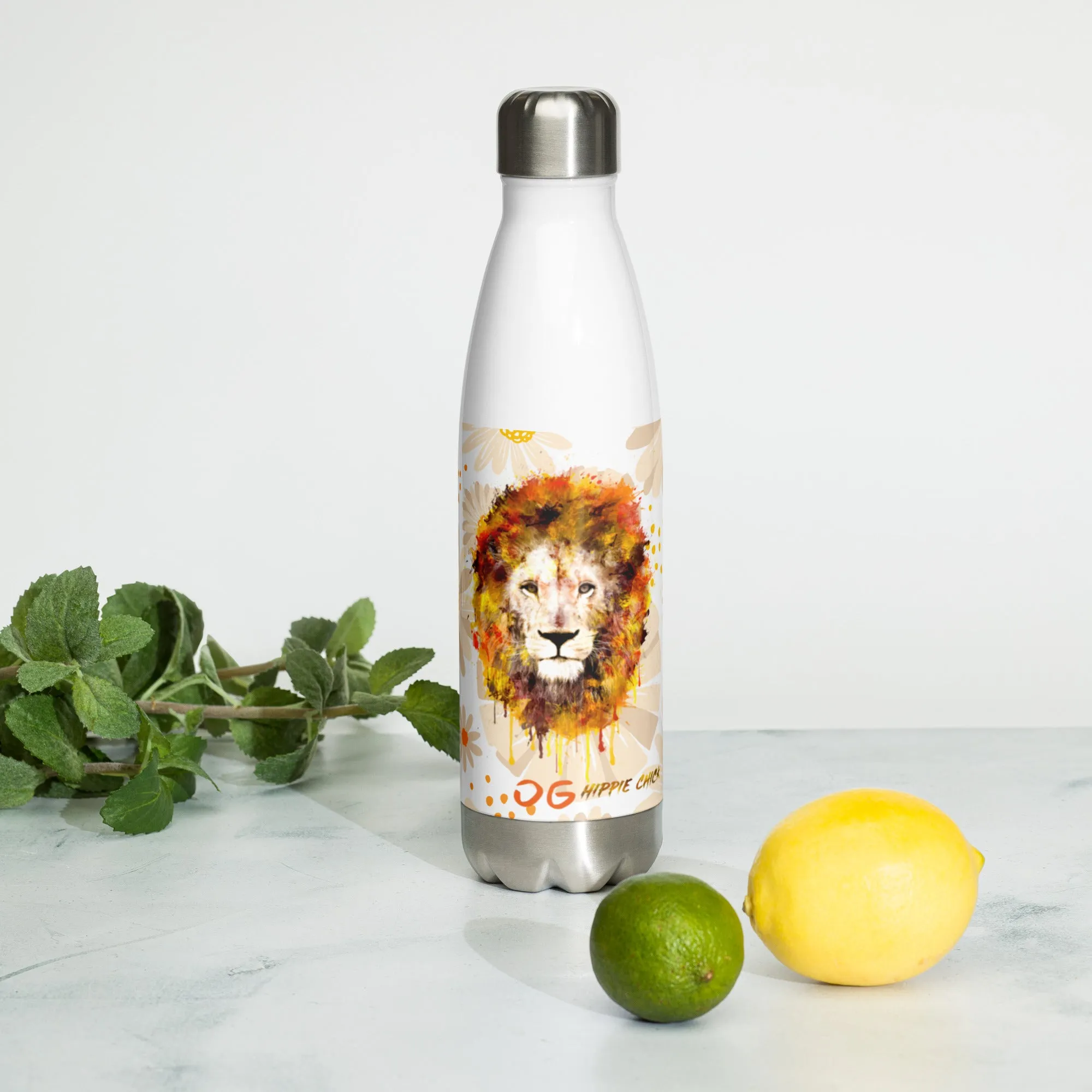 Tan Daisies Stainless Steel Water Bottle