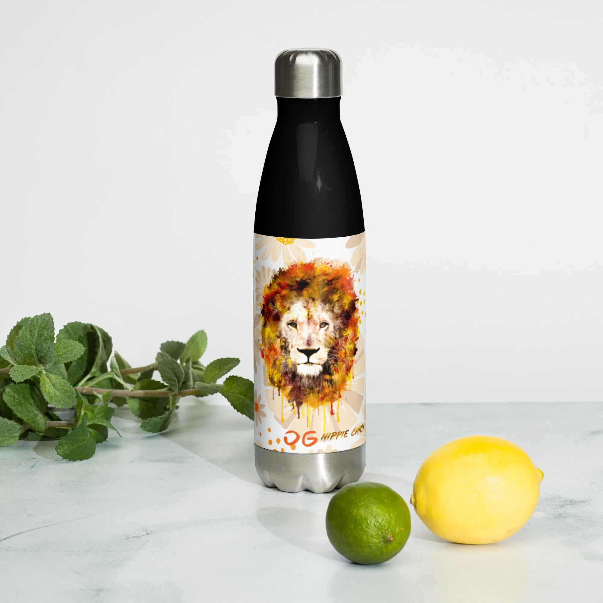 Tan Daisies Stainless Steel Water Bottle