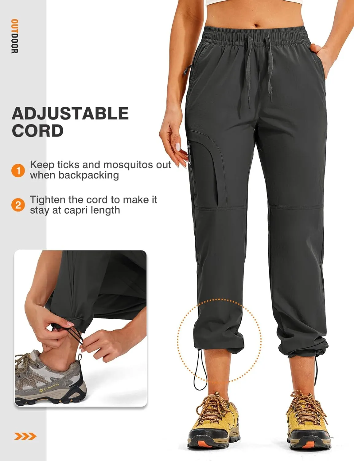 TBMPOY Women's Hiking Pants Water Resistant Lightweight Quick Dry Cargo Travel Fishing Work Camping Pant with 4 Pockets