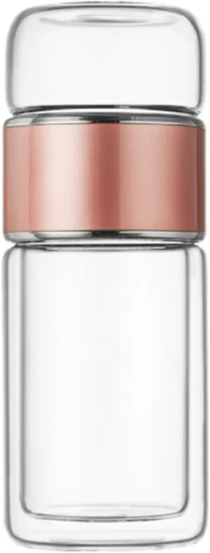 Tea Infuser Bottle, 420ml Tea Flood Cup Glass Water Bottle Double Wall Borosilicate Travel Tea Tumbler with Stainless Steel Filter Leakage Proof Water Separation Tea Bottle Mug