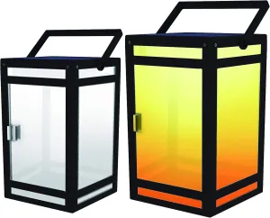 TECHKO Outdoor Solar Lights Portable Lantern, Modern Contemporary Design, Waterproof IP65, 12  Hours of Battery, Frosted Glass [1-Pack],Black