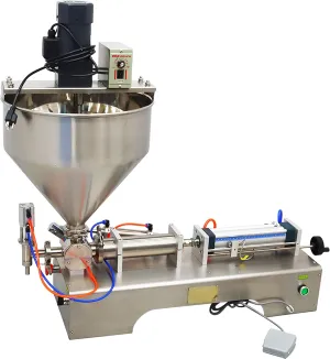 TECHTONGDA Paste Liquid Filling Machine Single Nozzle Piston Filler with Mixing Hopper Bottle Pack Seal for Shampoo Toothpaste 100-1000ml