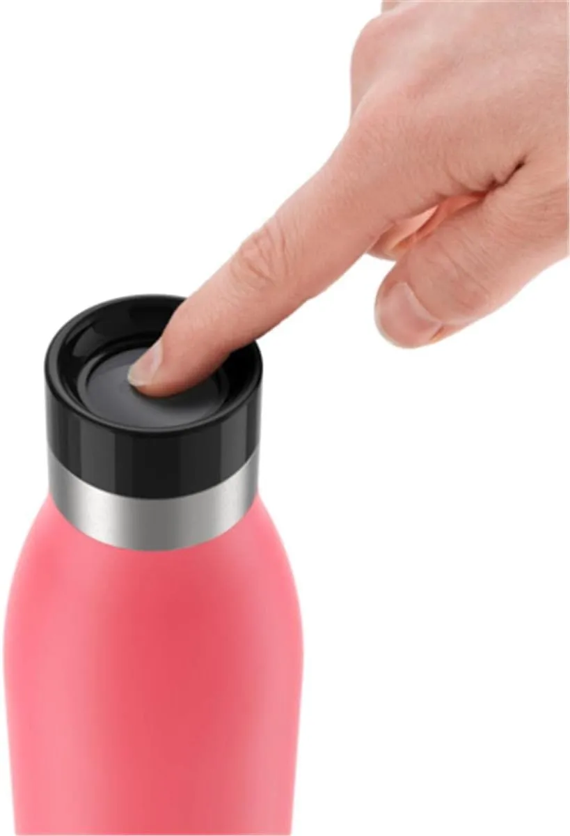 TEFAL BLUDROP Water Bottle, Reusable Stainless Steel Bottle, Hot and Cold Drinks, Dishwasher-Safe, Leak-Proof, 0.5 L, Coral