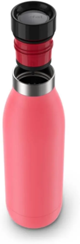 TEFAL BLUDROP Water Bottle, Reusable Stainless Steel Bottle, Hot and Cold Drinks, Dishwasher-Safe, Leak-Proof, 0.5 L, Coral