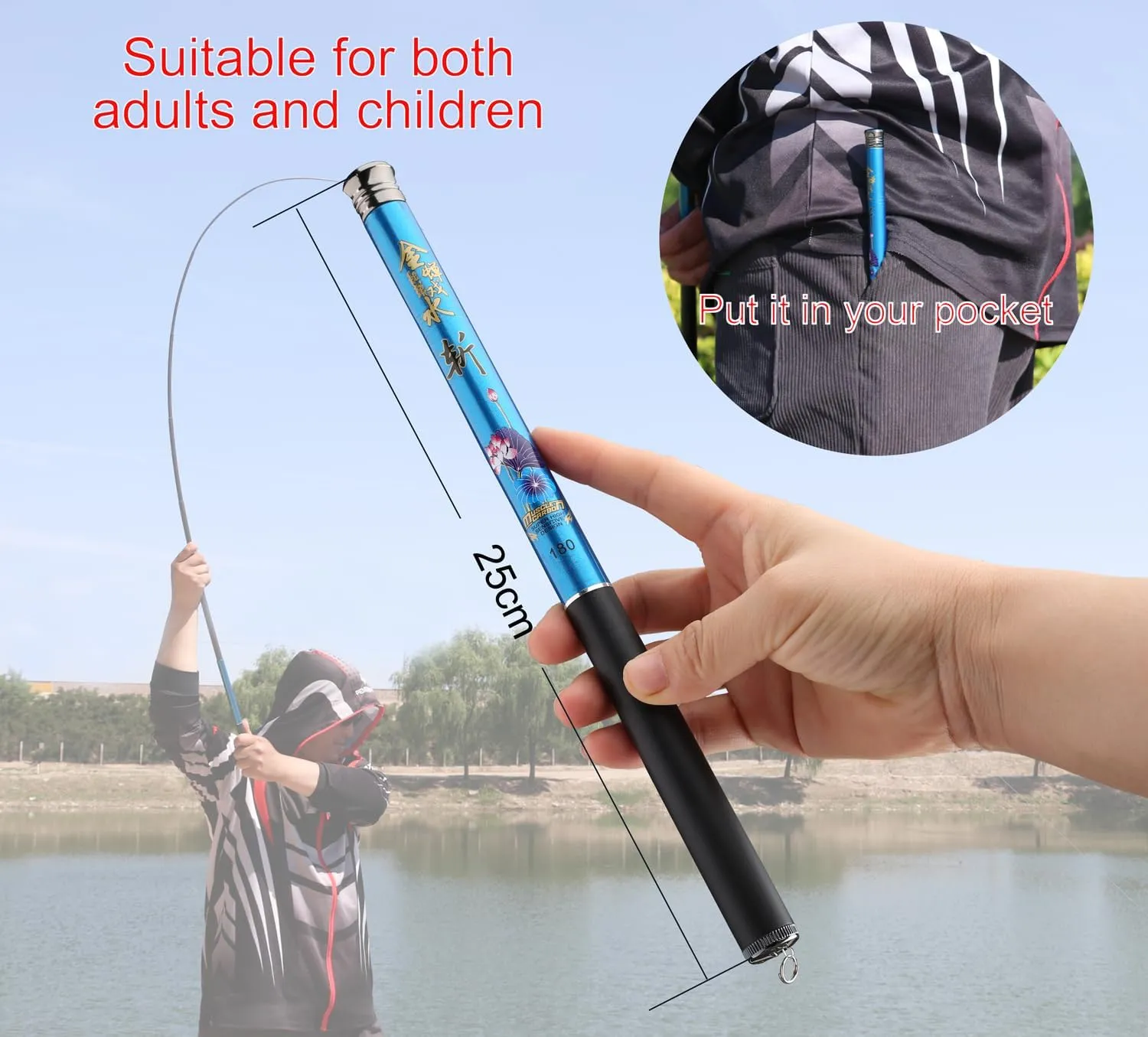 Telescopic Tenkara Fishing Rod Combo Close Length 10.5 Inch Pocket Travel Crappie Rod Inshore Stream Trout Pole Stream Carp Fishing