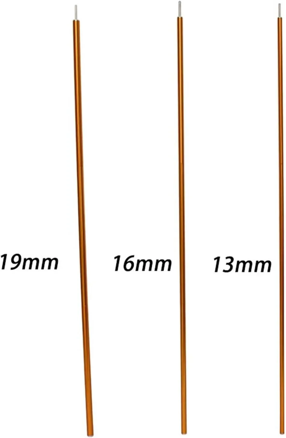 Tent Poles 120CM Long Diameter 13MM/16MM/19MM Black/RED Color Tent Rod Support Pole Shelter Tarp Canopy Aluminium Alloy(19MM Yellow Pin tip)
