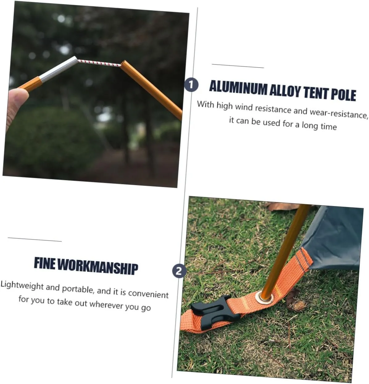 Tent Poles Durable Tent Accessories for Camping Tarp Support Portable Design for