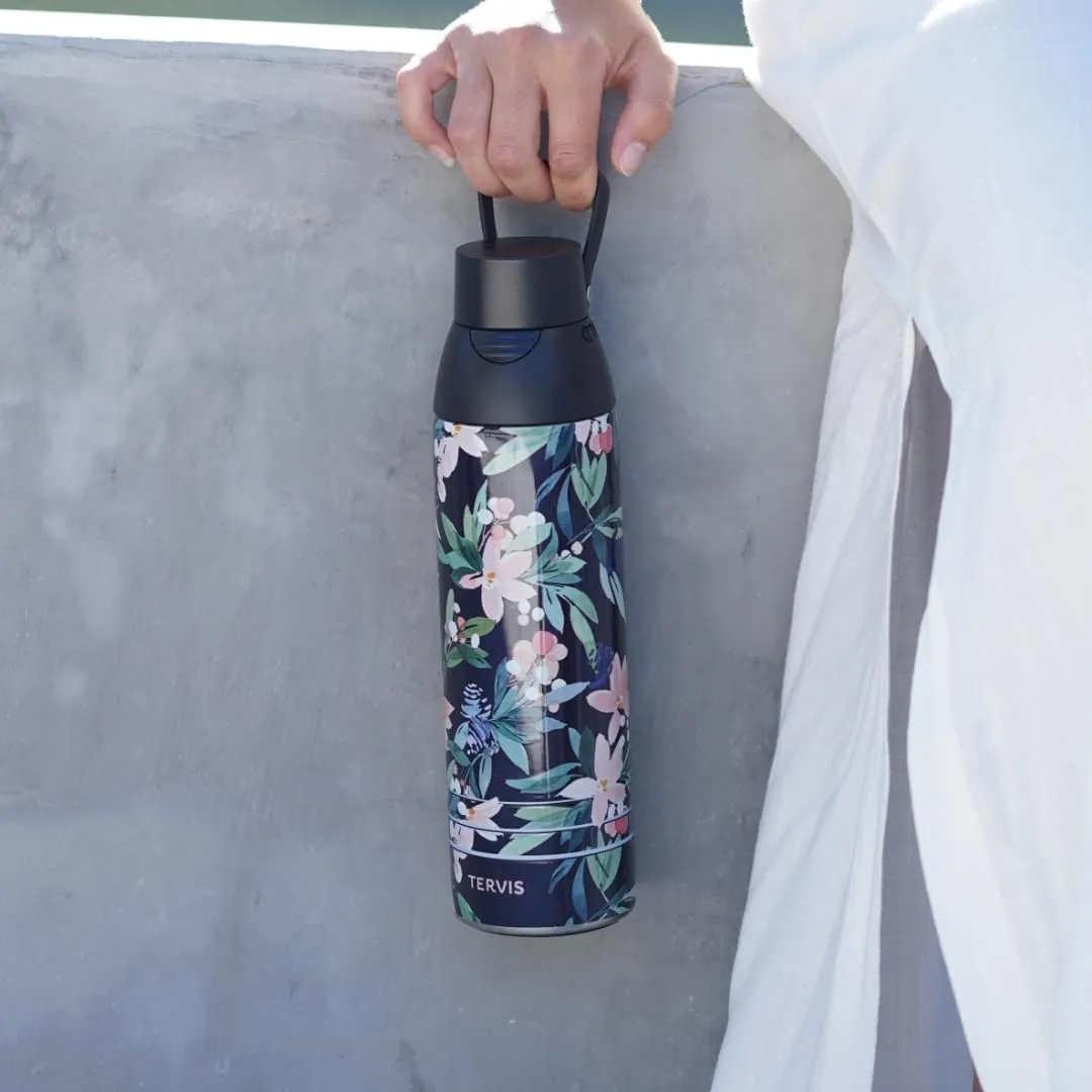 Tervis Venture Water Bottle EttaVee - Purple Swirls Triple Walled Insulated Tumbler Travel Cup Keeps Drinks Cold & Hot, 26oz, Stainless Steel