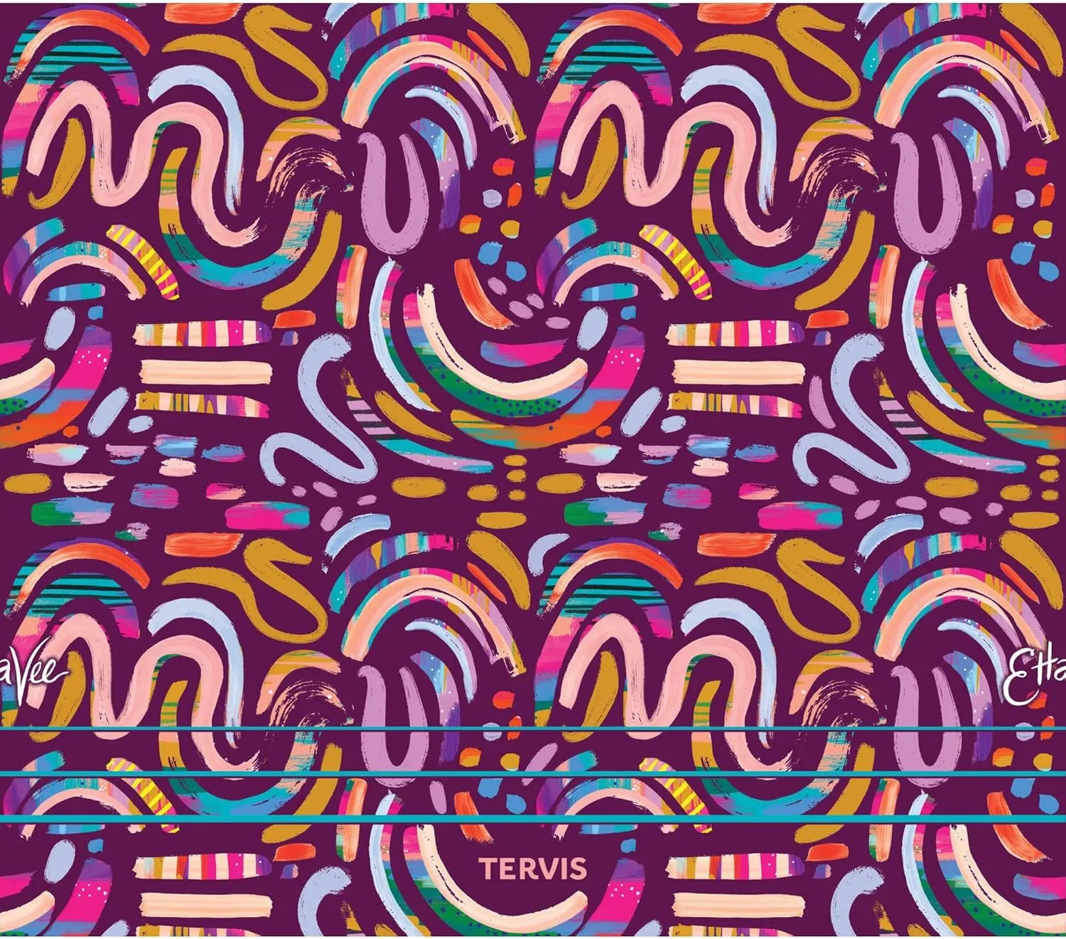 Tervis Venture Water Bottle EttaVee - Purple Swirls Triple Walled Insulated Tumbler Travel Cup Keeps Drinks Cold & Hot, 26oz, Stainless Steel