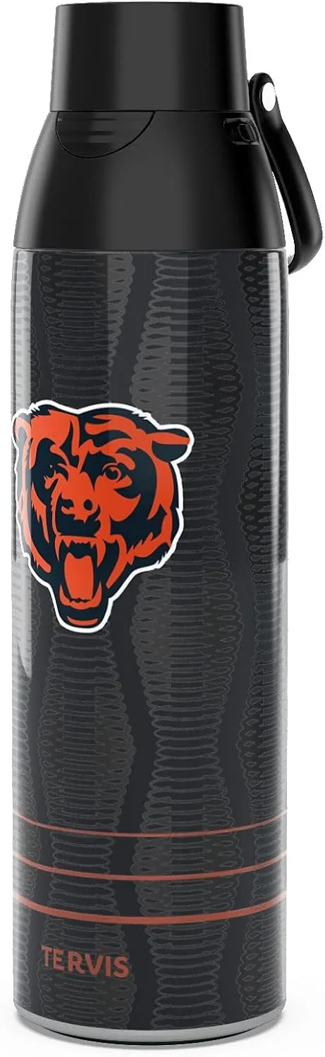 Tervis Venture Water Bottle NFL® Chicago Bears - Full Speed Triple Walled Insulated Tumbler Travel Cup Keeps Drinks Cold & Hot, 26oz, Stainless Steel