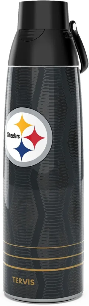 Tervis Venture Water Bottle NFL® Pittsburgh Steelers - Full Speed Triple Walled Insulated Tumbler Travel Cup Keeps Drinks Cold & Hot, 36oz, Stainless Steel