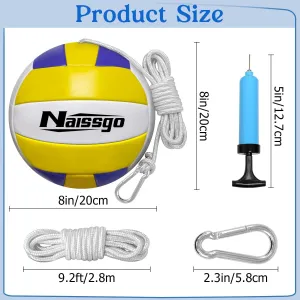 Tetherball Ball and Rope Set, Tetherball Set with Metal Hook,Ball Pump with Needle,Tether Ball Suitable for Family,Adults, Tetherball Ball Backyard Game Outdoor