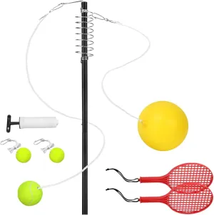 Tetherball Tennis Set Tennis Training Device with Pole Portable with Storage Bag Tether Ball Swing Practice for Park Outdoor