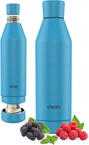 The Clean Hydration Co, Canteen 17, Easy to Clean Vacuum Insulated Stainless Steel Water Bottle with Removable Bottom Cap (Aqua)