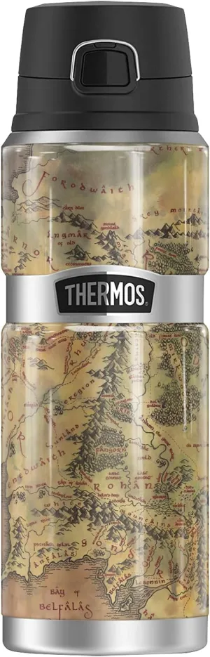 The Lord of The Rings Map of Middle Earth THERMOS STAINLESS KING Stainless Steel Drink Bottle, Vacuum insulated & Double Wall, 24oz