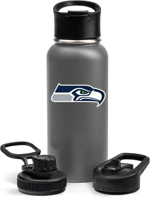 The Memory Company Officially Licensed NFL 32oz Stainless Steel Water Bottle - Double Wall Vacuum Insulated Sports Bottle, Leak-Proof 3-Lid Set, BPA-Free Hydration for Game Day & Everyday Use