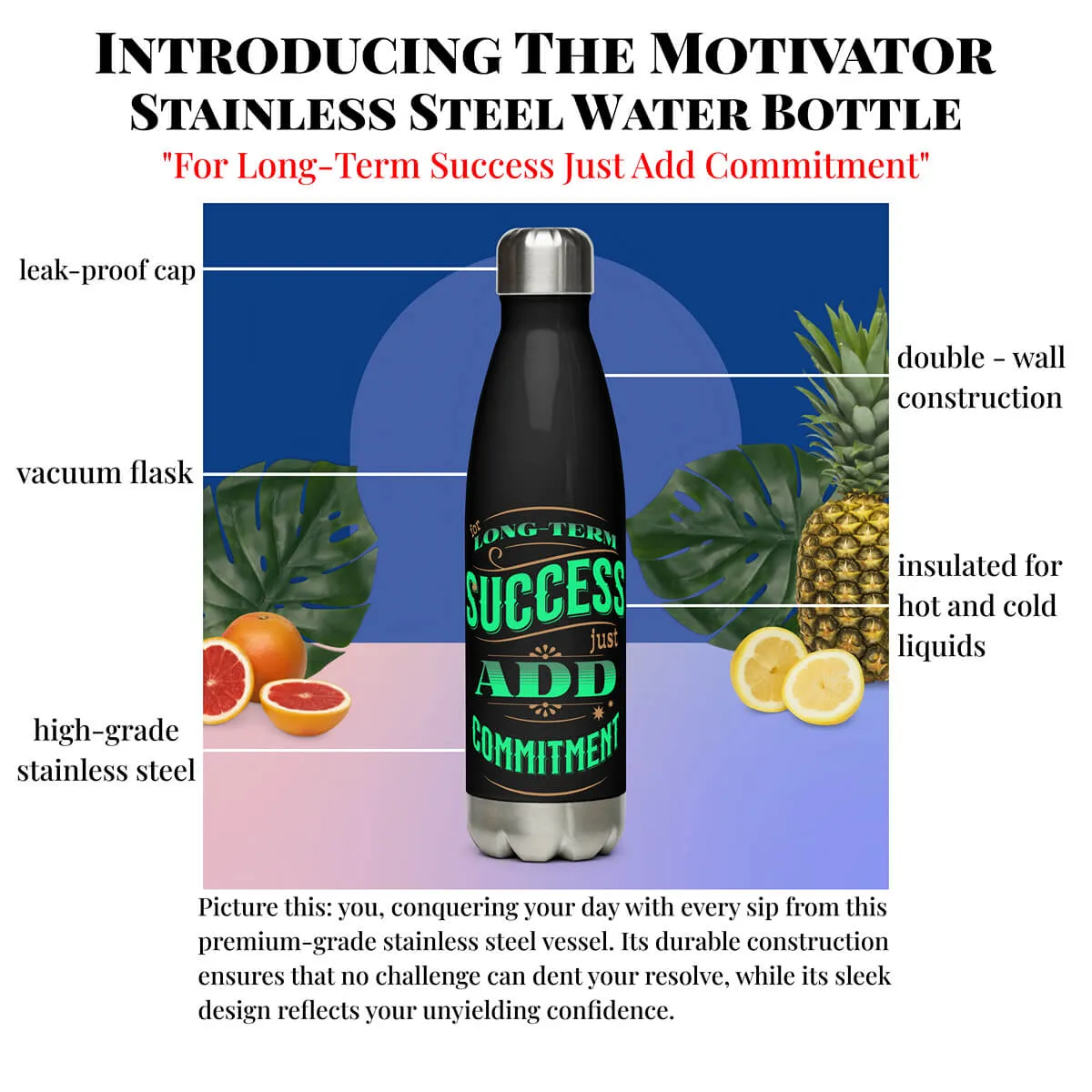 The Motivator Stainless Stainless Steel Water Bottle