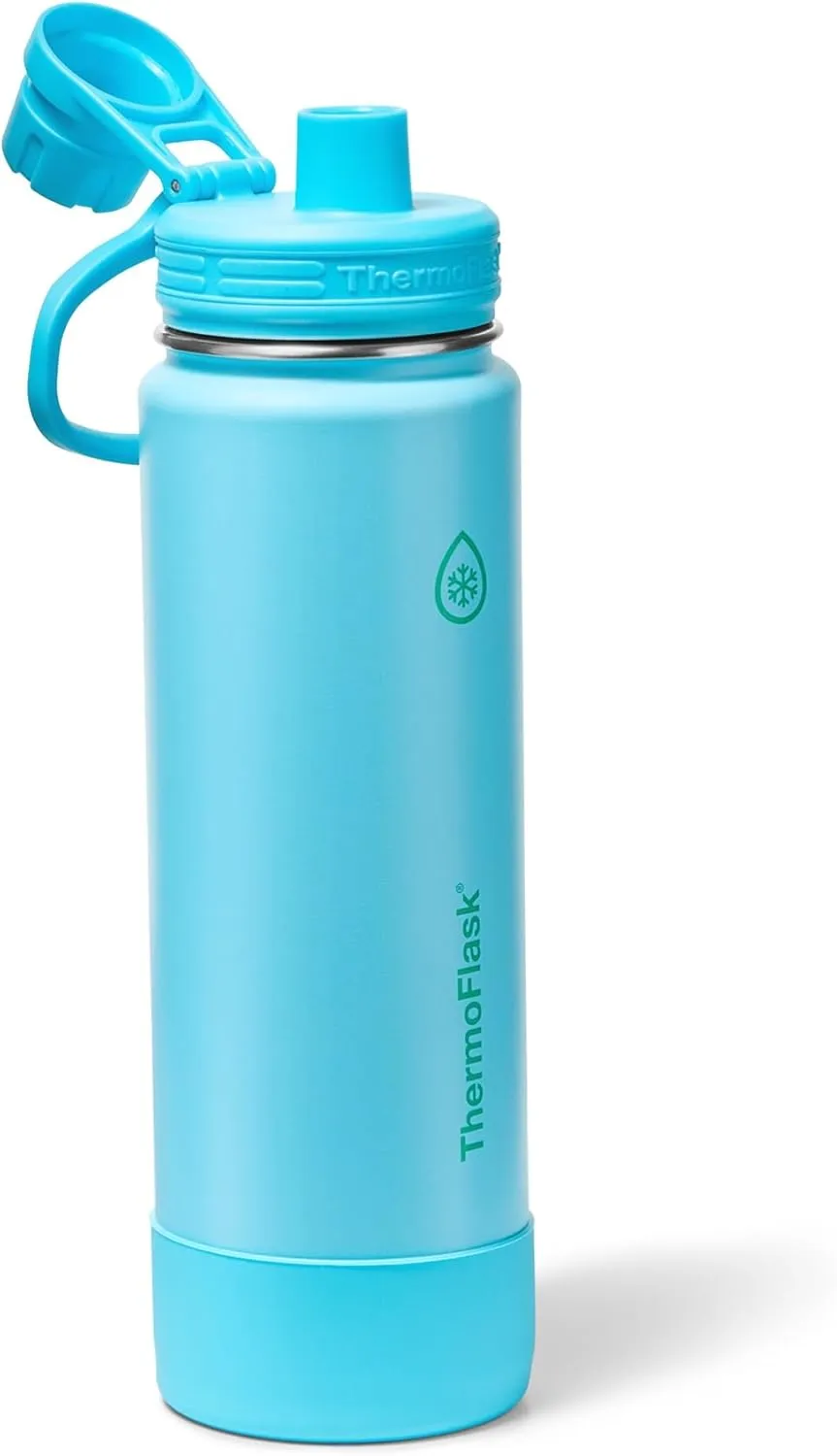 ThermoFlask 24 oz Double Wall Vacuum Insulated Stainless Steel Water Bottle with Spout Lid, Vivid Blue