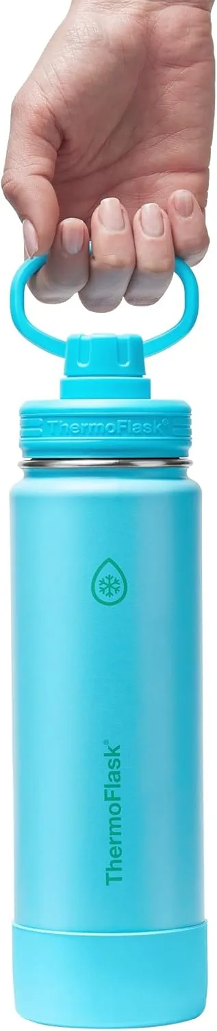 ThermoFlask 24 oz Double Wall Vacuum Insulated Stainless Steel Water Bottle with Spout Lid, Vivid Blue