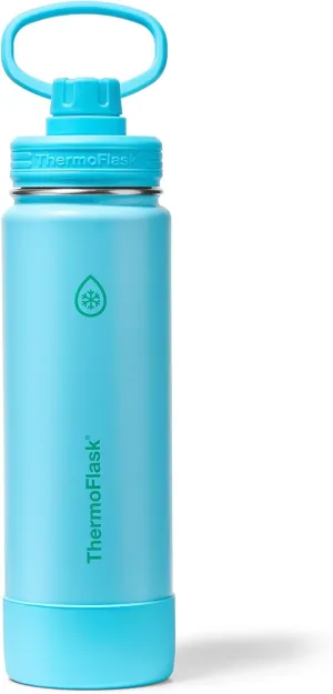 ThermoFlask 24 oz Double Wall Vacuum Insulated Stainless Steel Water Bottle with Spout Lid, Vivid Blue