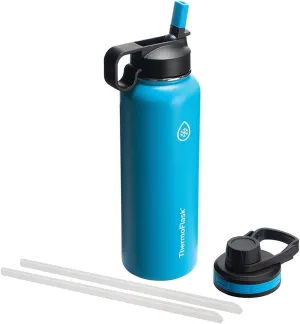 Thermoflask Bottle with Chug and Straw Lid, 40oz, Capri