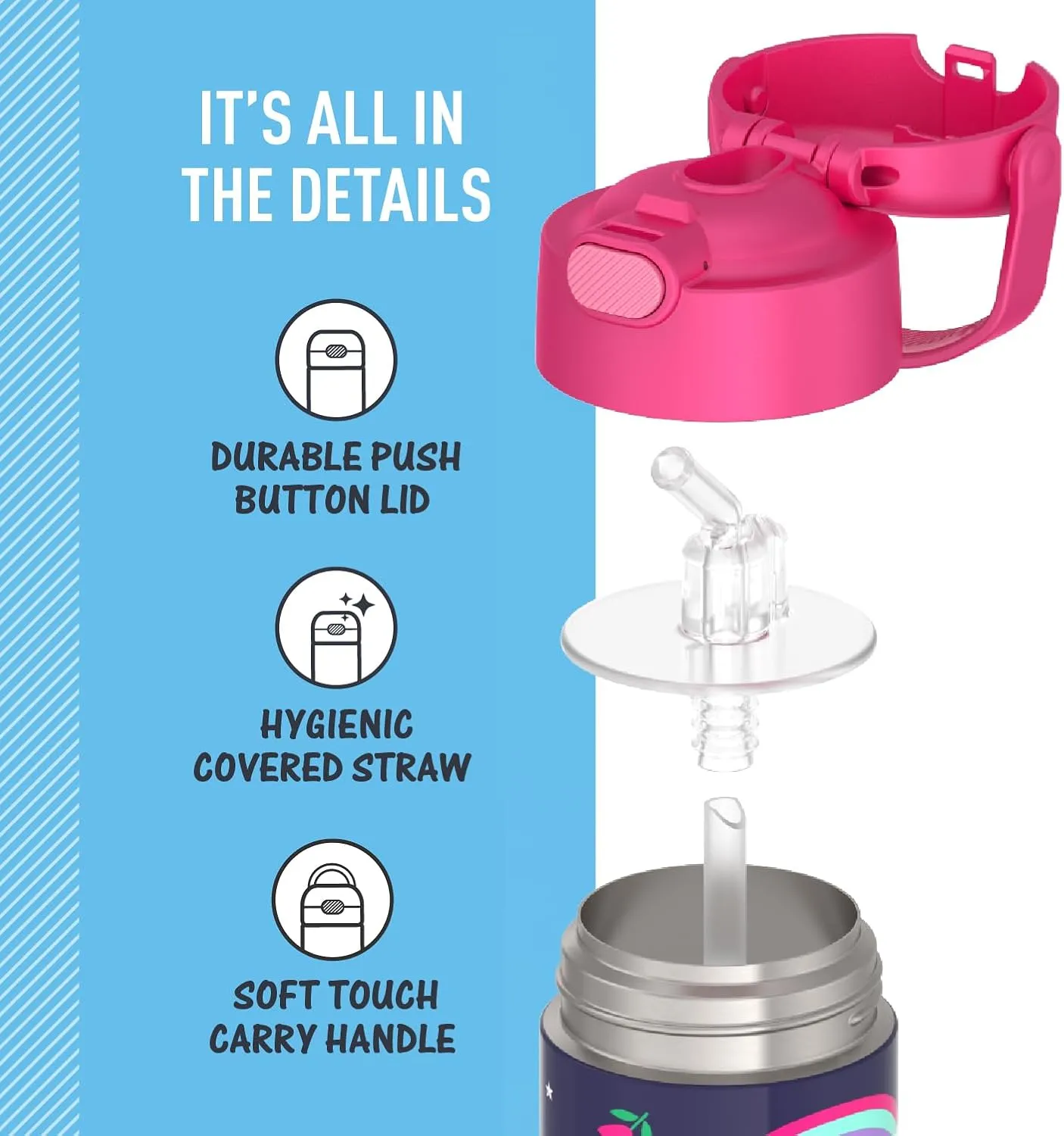 THERMOS 410mL Stainless Steel Non-Licensed FUNtainer® Bottle, Unicorn, 14 oz