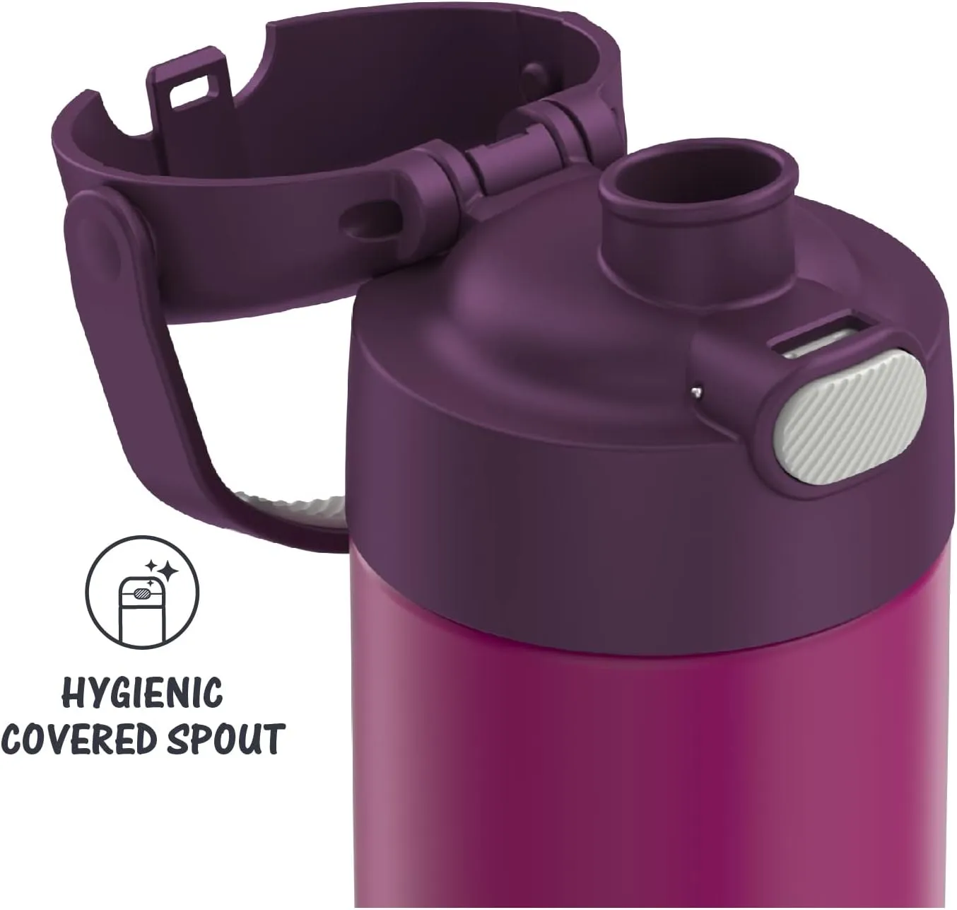THERMOS FUNTAINER 16 Ounce Stainless Steel Vacuum Insulated Bottle with Wide Spout Lid, Red Violet