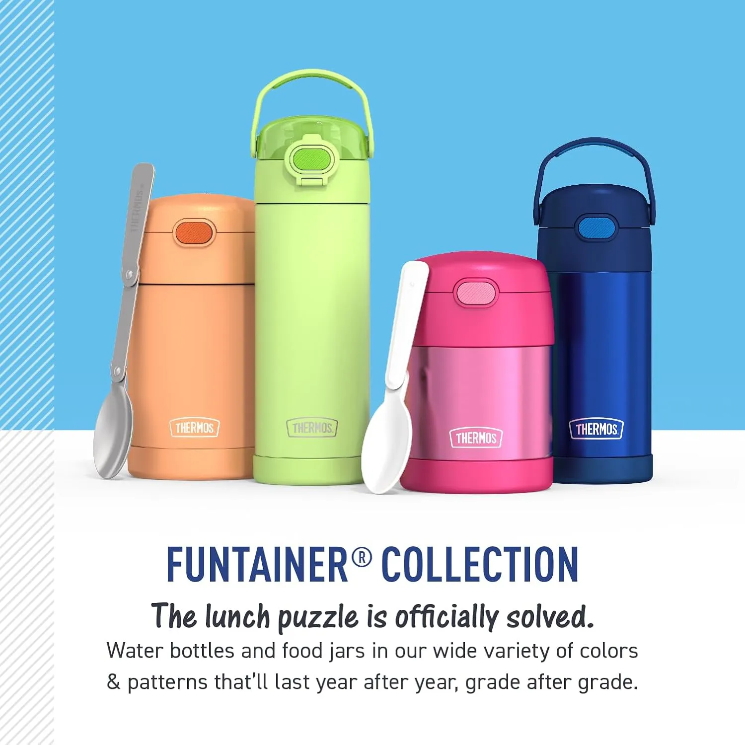 THERMOS FUNTAINER Water Bottle with Straw - 12 Ounce - Kids Stainless Steel Vacuum Insulated Water Bottle with Lid, Cars