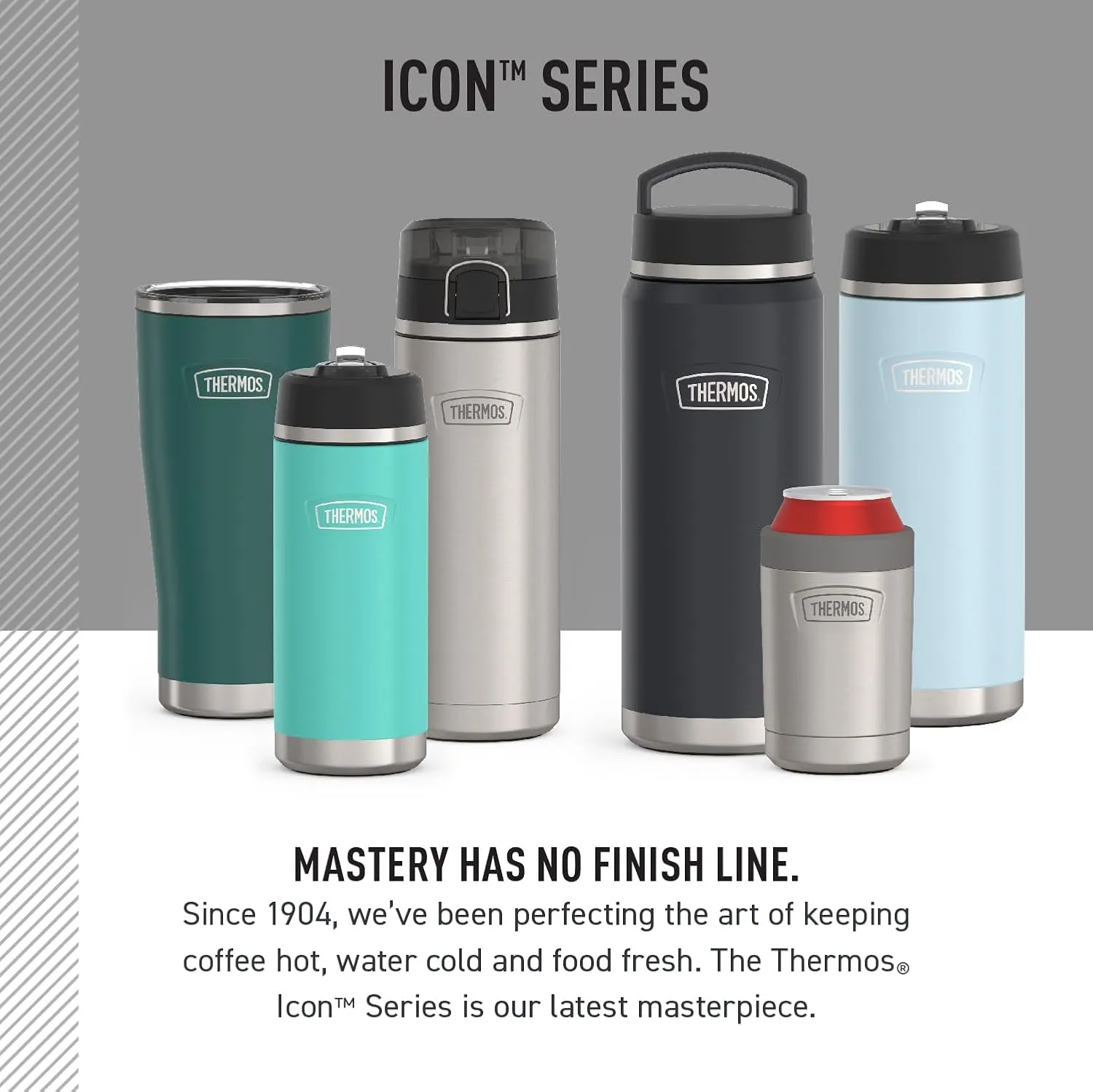 THERMOS ICON SERIES, Stainless Steel Cold Tumbler, 24 Ounce, Matte Stainless Steel