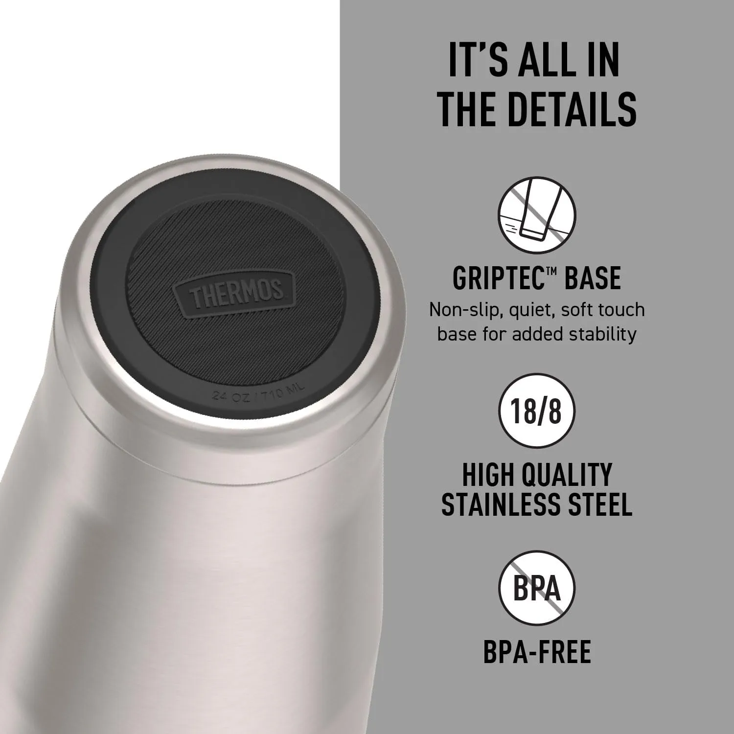 THERMOS ICON SERIES, Stainless Steel Cold Tumbler, 24 Ounce, Matte Stainless Steel
