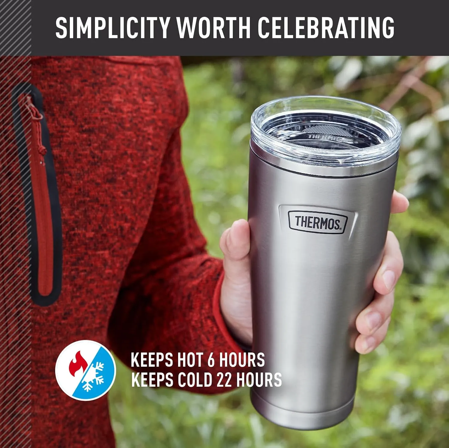 THERMOS ICON SERIES, Stainless Steel Cold Tumbler, 24 Ounce, Matte Stainless Steel