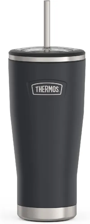 THERMOS ICON SERIES, Stainless Steel Cold Tumbler with Lid and Straw - 24 Ounce, Granite - Vacuum Insulated Tumbler