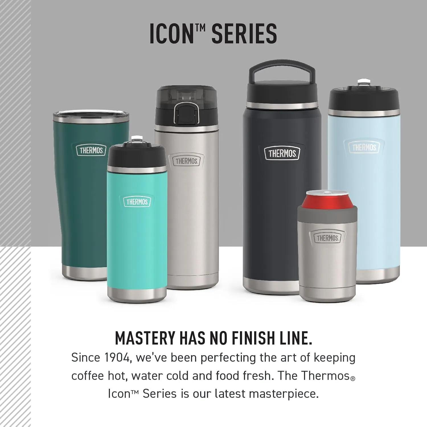 THERMOS ICON SERIES, Stainless Steel Dual Temperature Beverage Bottle, 40 oz, Glacier