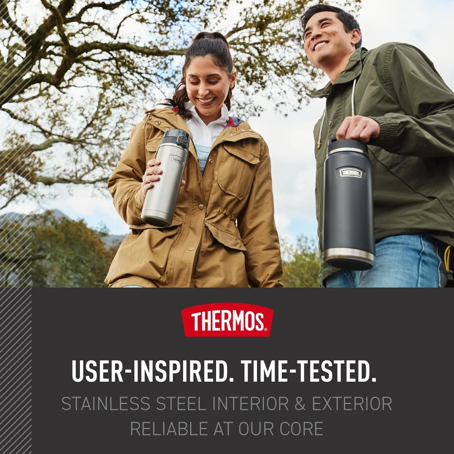 THERMOS ICON SERIES, Stainless Steel Dual Temperature Beverage Bottle, 40 oz, Glacier