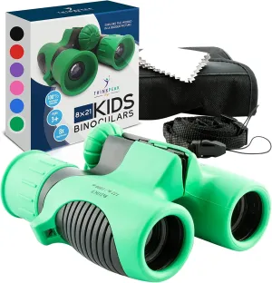 Think Peak Green Binoculars Science Toy for Kids Ages 4-8 Years - Real Compact Outdoor Adventure & STEM Educational Nature Hiking Explorer for Bird Watching, Camping Children’s Birthday Gift