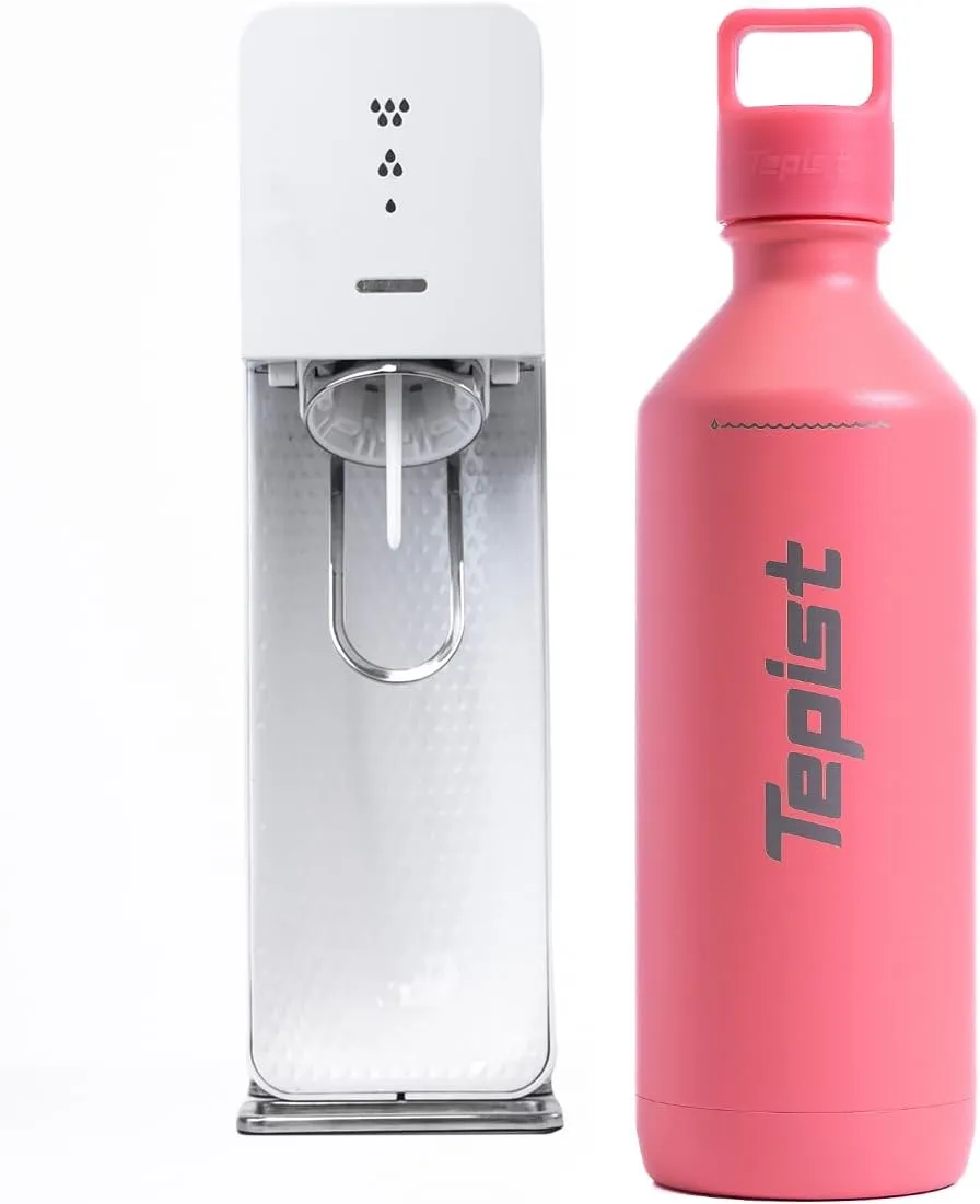ThirtyO 30oz Stainless Steel Bottle Compatible with Sodastream Machines | Powder Coated Coral | Vacuum Sealed | Double Walled | Leak-Proof | Easy to Carry | Reusable Bottle