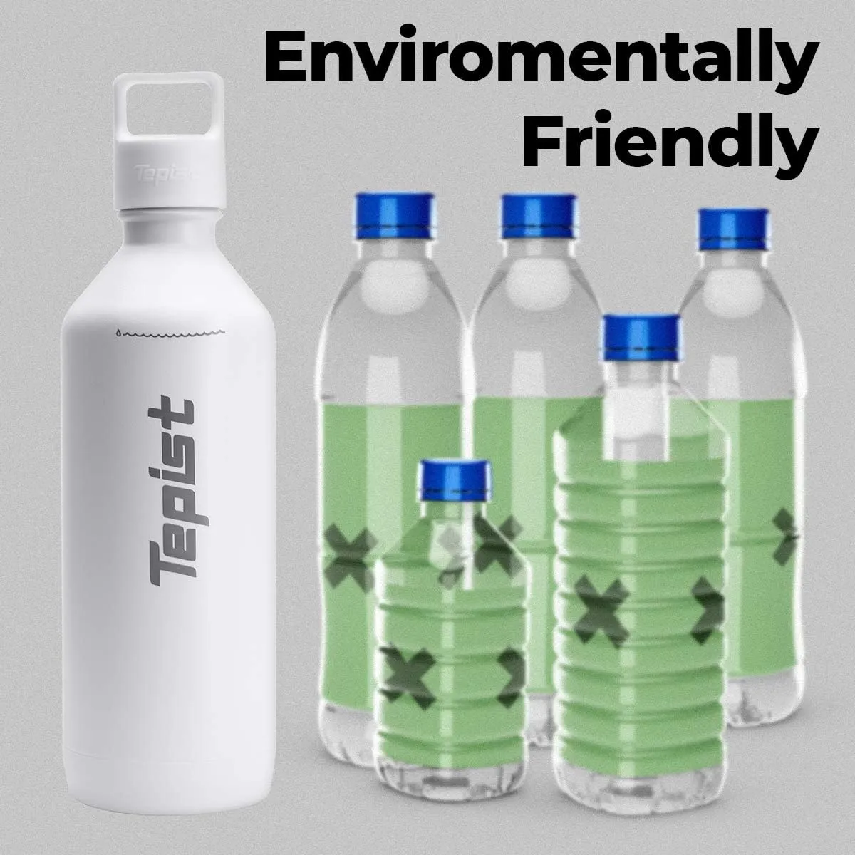 ThirtyO 30oz Stainless Steel Bottle Compatible with Sodastream Machines | Powder Coated White | Vacuum Sealed | Double Walled | Leak-Proof | Easy to Carry | Reusable Bottle
