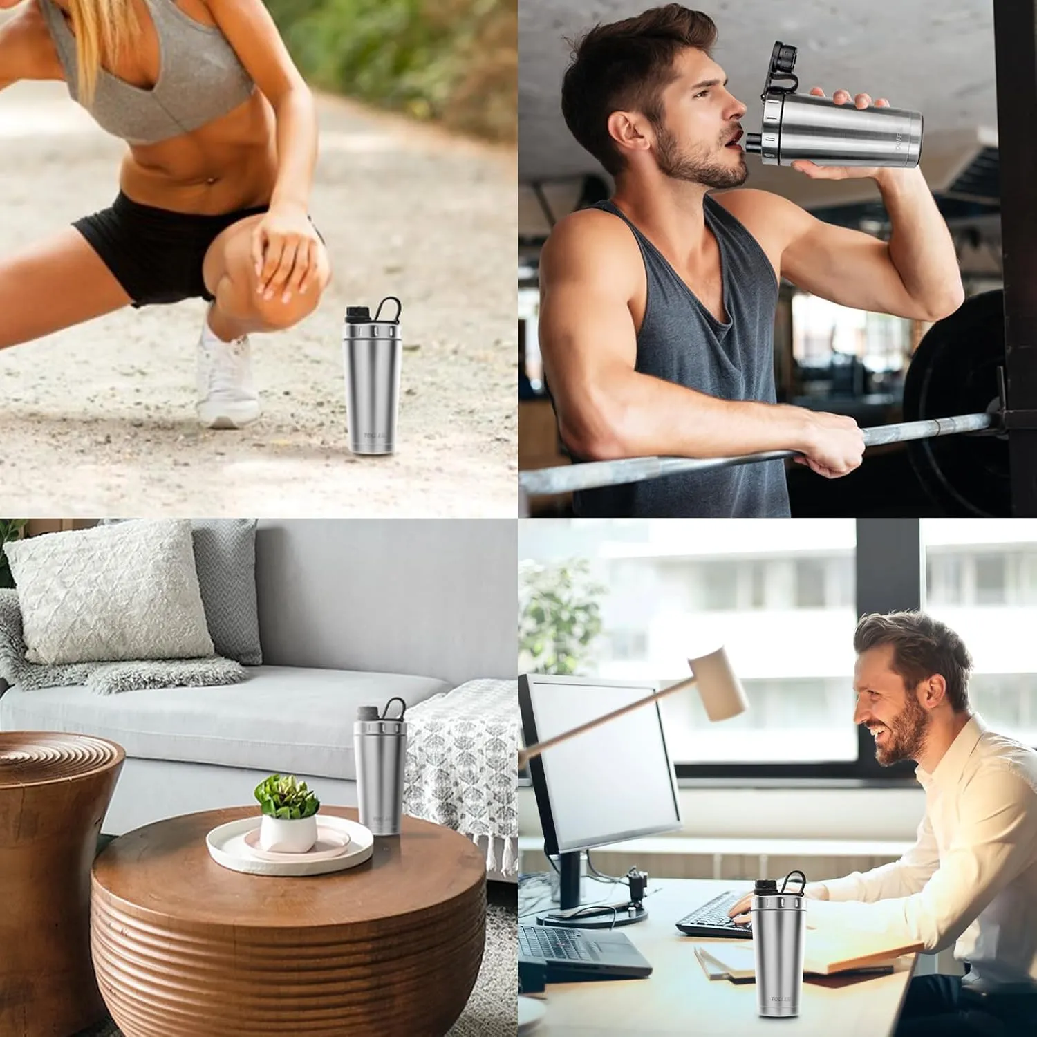 TOOFEEL Protein Shaker Bottle 20 oz - Double Walled Insulated Vacuum Cup for Protein Shakes, Keeps Cold/Hot, Metal Stainless Steel, Preworkout Gym