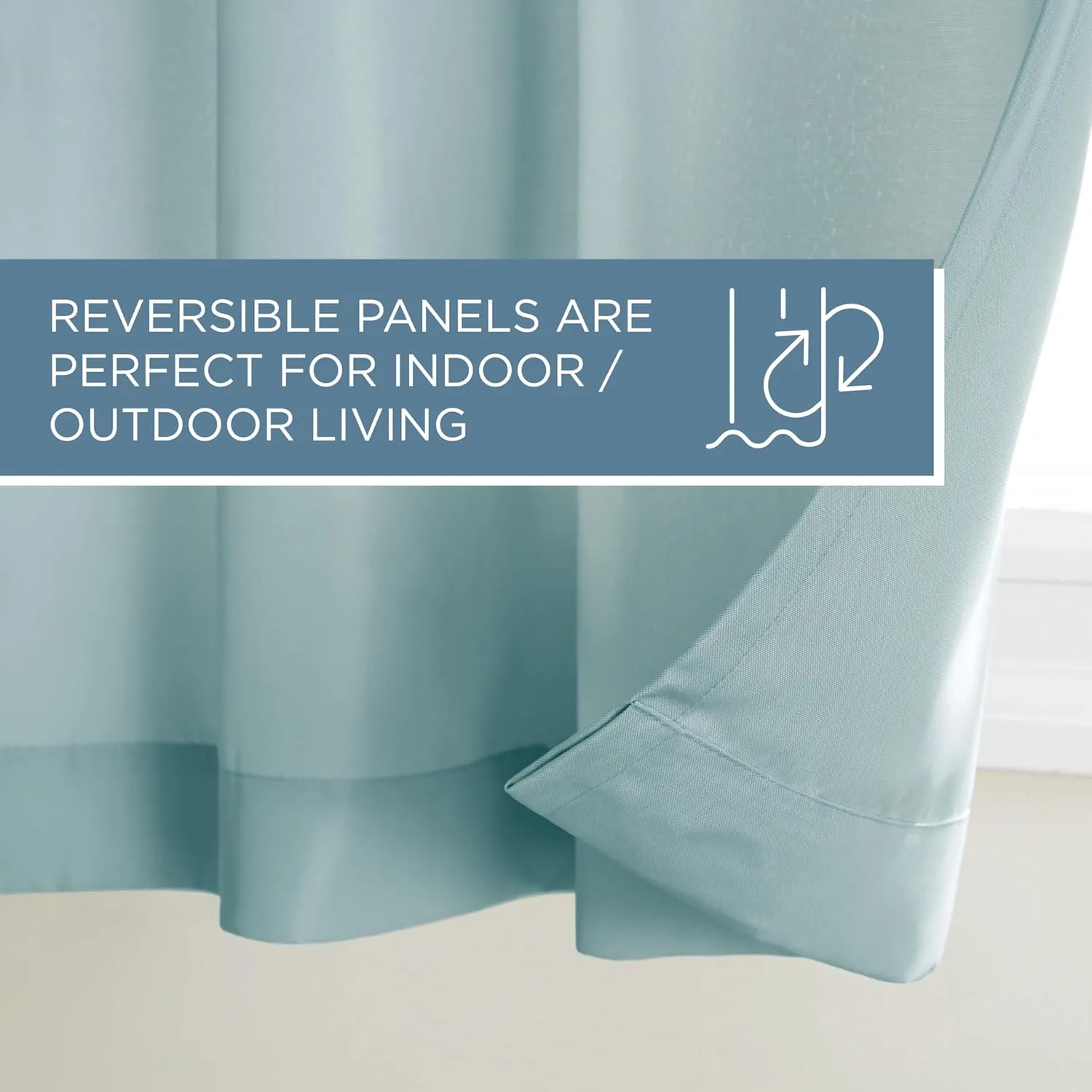 TOWN & COUNTRY BASICS Cabana Solid Heavyweight Indoor Outdoor Curtains, Light Filtering Opacity with Grommet Top, Water Repellent, 2-Pack Set, 54"x108", Blue